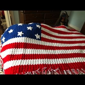 Handmade crochet American Flag Blanket